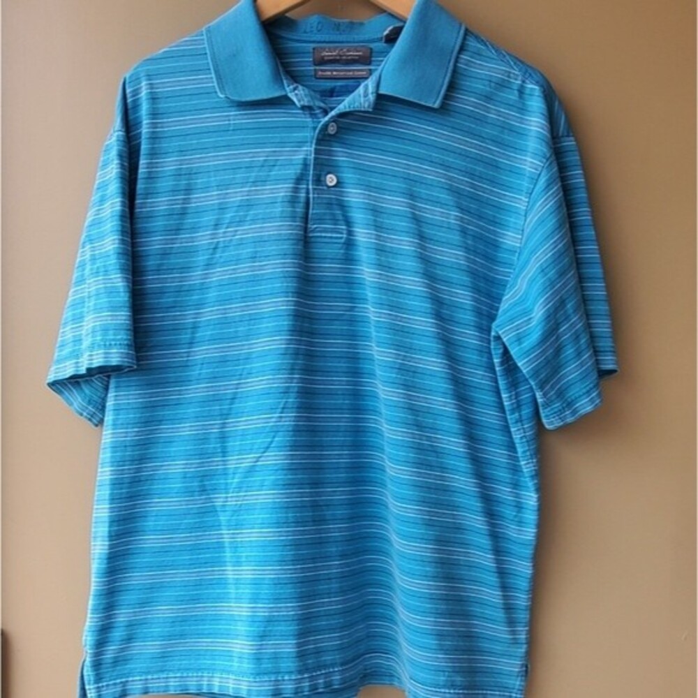 Mens Blue Striped Daniel CREMIEUX shortsleeve Polo
